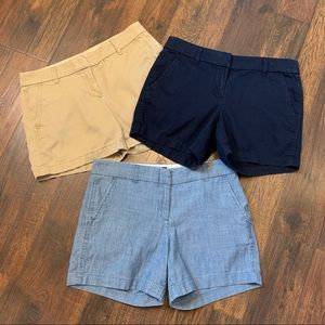 J. Crew Ladies Shorts Bundle (3) Khaki, Navy Blue and Light Blue Sz. 2 or XS